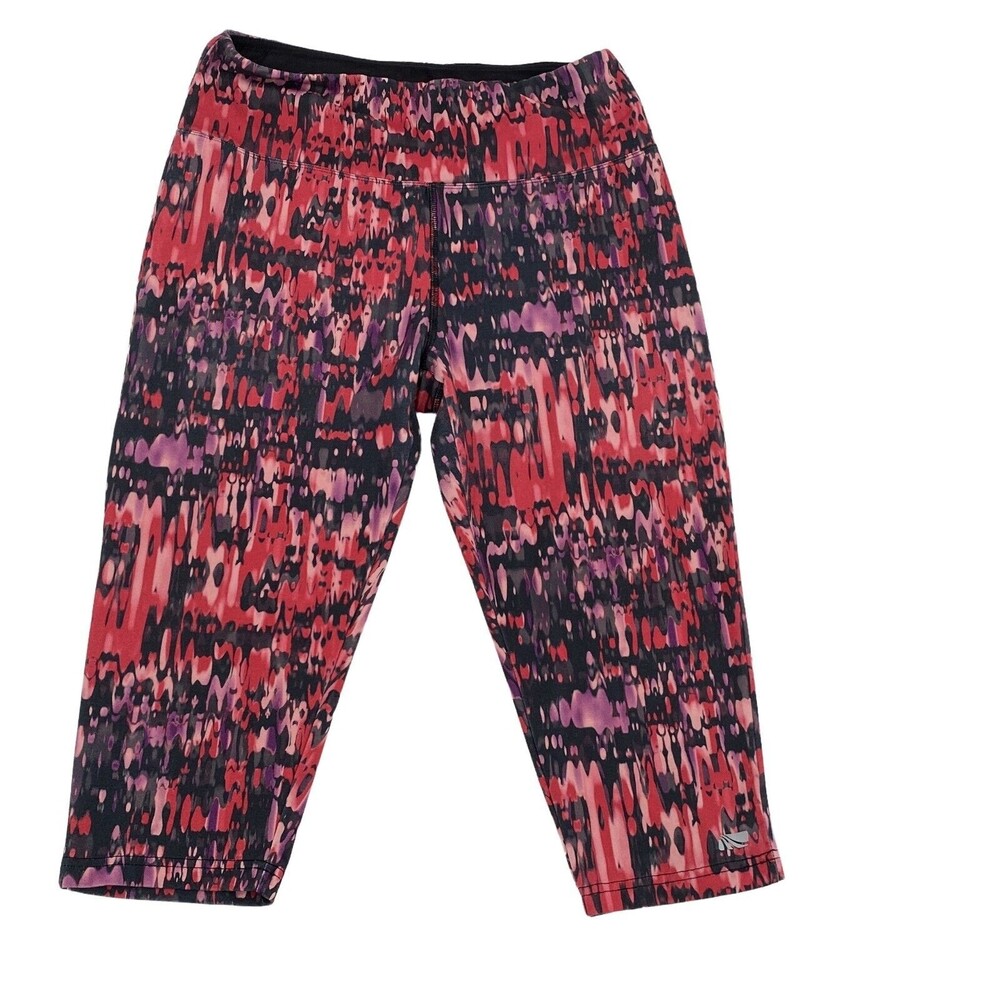 Marika Womens Multicolor Abstract Elastic Waist Activewear Capri Leggings Sz 0X